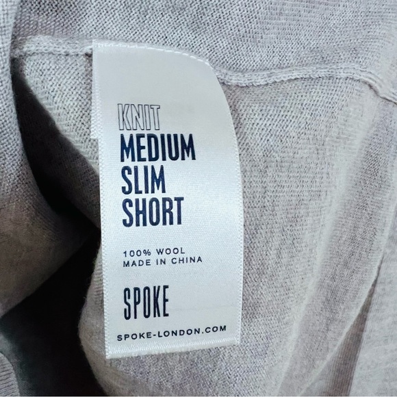 Spoke Knit Wool Slim Short Light Gray Zip-Up Sweater Size M - Picture 6 of 8